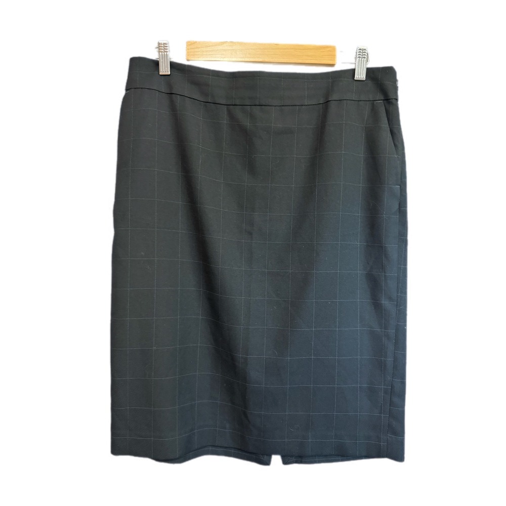 Old Navy Pencil Skirt Women 10 Black Excellent Windowpane Plaid Office Wear
